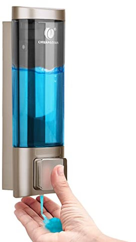 REAQUE Dispensador de jabón de Pared sin taladrar, dispensador Manual de 200 ml para Gel de Ducha/Shampoo/desinfectante, dispensador de jabón para la Ducha