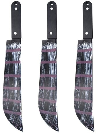 labreeze Pack of 3 Fake Bloodied Machete Weapon Plastic 50 Cm Halloween Horror Killer Fancy Dress Party Costume Prop