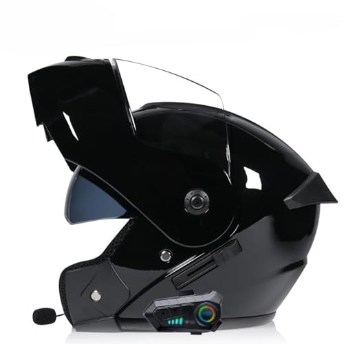 Modular Casco Moto Doble Visera Bluetooth Casco Abatible Integrado Cascos Integrales,Doble Lente Sistema De Ventilación Forro Extraíble ECE Homologado para Mujeres Y Hombres Adultos