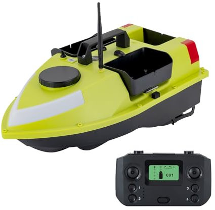 DCSYOG GPS Köderboot Futterboot mit GPS Angelköderboot mit LED-Nacht-Navigationslichter 600M Fernbedienung Fischköderboot RC Boot 2kg Laden Doppelmotor Futterboot für Männer