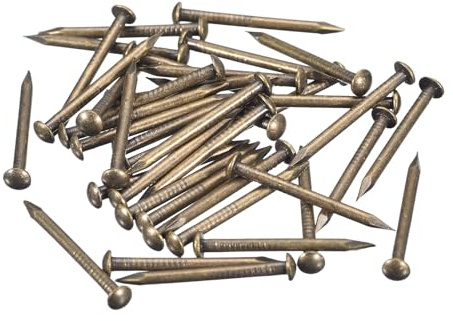 QUARKZMAN 40pcs Pequeños Clavos Dorados, 20x1.5mm(L*D) Clavos Dorados de Cabeza Redonda de Latón Clavos de Hardware para Madera Muebles Manualidades Bricolaje Marco de Fotos, Tono de Bronce