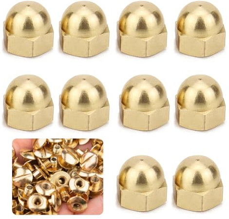 10 tuercas hexagonales M8 de latón, tuerca de sombrero, tuercas de sombrerería para tornillos, M8 latón, tapas hexagonales, varilla roscada y pernos roscados, tuercas de sombrerería para fijación de