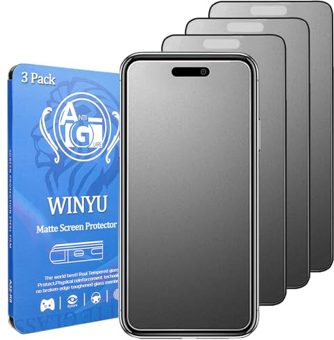 WINYU 3PCS Matte Tempered Glass for iPhone 16 Plus Full Coverage Screen Protector Matt Anti-Glare Anti-Scratch 9H Tempered Glass Protective Film for iPhone 16 Plus,6.7