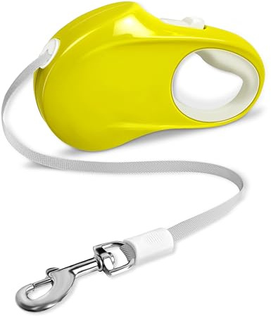Qianruida Correa Perro Extensible 5 metros Correa Perro Retráctil Correas Resistentes para Perros- Amarillo