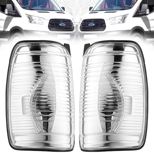 NIMOVA Wing Mirror Indicator Light Lamp Lens Clear Left and Right Side Set Pair For Ford Transit MK8 2014-2019 | OEM 1847387, 1847389, BK3113B382AB, BK3113B381AB | Transit Van, Tipper