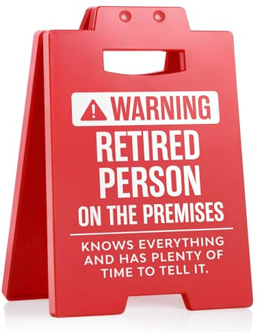 Afterprints Funny Retirement Gifts for Men Women – “Warning Retired Person” Desk Sign, Cool Retirement Party Decorations, Office Table Plaque, Retirement Gift Idea for Coworkers, Friends, or Family