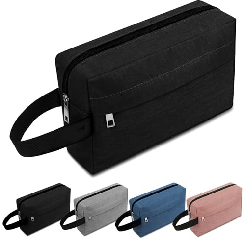 ALIIP Trousse de Toilette de Voyage, Multifonction Imperméable Sac Cosmétique, Trousse Essentielle de Voyage pour Hommes et Femmes, Fermeture éclair invisible, Noir