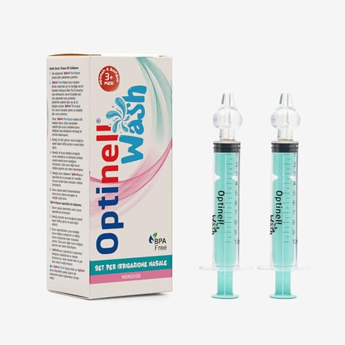 Optinell Wash – Siringa per Lavaggi Nasali Bambini 10ml con Beccuccio in Silicone Morbido | Kit Lavaggio Nasale per Neonato e Bambino | Senza BPA, Riutilizzabile, Igienico (2 Pezzi)