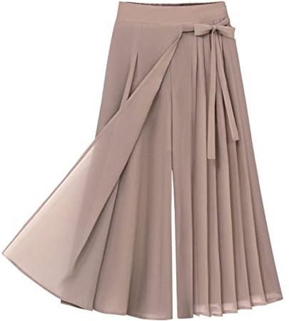 Générique Pantalon Femme Été Pantalon en Mousseline plissée pour Femme Grande Taille Taille élastique Pantalon décontracté Pantalon Jupe