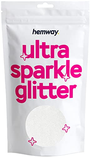 Hemway Ultra Sparkle Glitter White Iridescent 100g Ultrafine | Glitter for Arts & Craft, Makeup, Nail Art, Crafting, Card Making, Sparkle Decoration