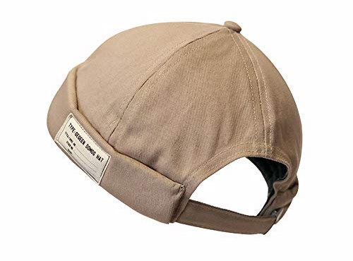 CLAPE Docker Cap Herren Damen Docker Baumwolle Mütze Seemannsmütze Kappe Ohne Schirm Verstellbarer Beanie Kopfbedeckung Brimless Hat Khaki GD21