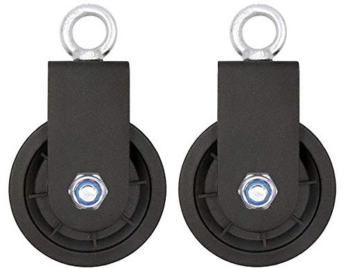 LFJ Blocco Puleggia Girevole, Carrucola Ø 90 mm Puleggia Palestra con Staffa di Montaggio Fissa a U, 2PCS