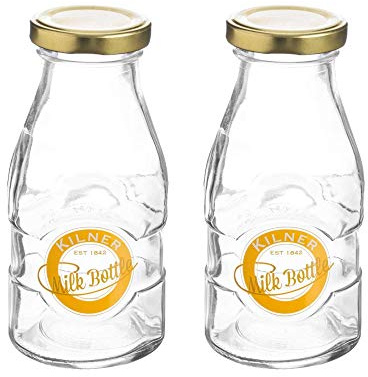 Kilner Twist Top Milk Bottle 1/3 Pint 189ml Clear (Pack of 2)