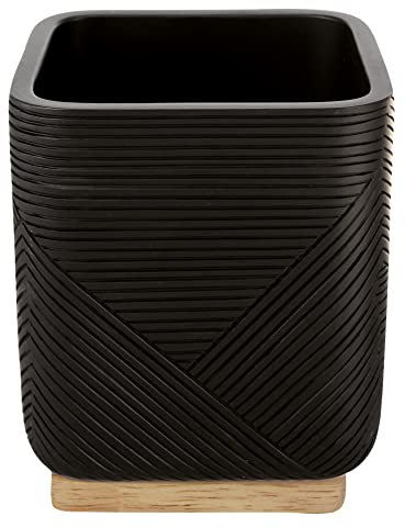 Kleine Wolke Zahnputzbecher Crossover, Accessoires, Farbe Schwarz, Material: Polyresin, Bambus, Länge 8 x Breite 8 x Höhe 9,7 cm