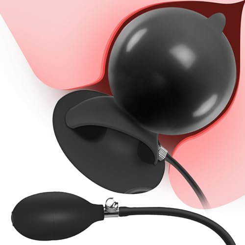 Jinqian Analplug Butt Plug Aufblasbar mit Starkem Saugnapf Verstellbar Silikon Große Analkugeln Buttplug Analstöpsel für Anus Vagina Expansion Stimulation Sexspielzeug für Männer Frauen Paare