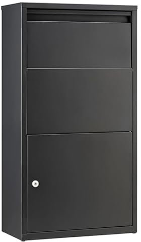 Haussmann Buzón para paquetes, 391 Grey, gran buzón, caja para paquetes, buzones, postal, envío sin contacto para paquetes, cerradura cilíndrica incluye 4 llaves, solapa antirrobo