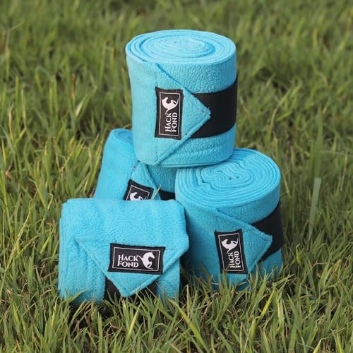 HackFond Horse Polo Leg Wraps, 10' Long Fleece Polo Wraps for Horses Set of 4, Horse Leg Bandages Stable Supplies Equestrian Boots Horse Leg Protection Vivid Cerulean