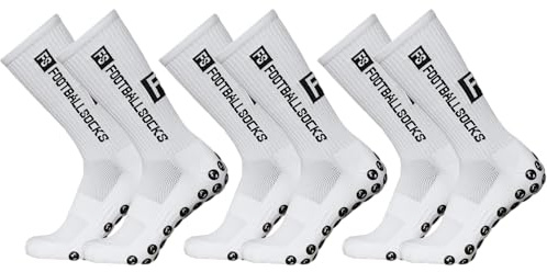 FS FOOTBALLSOCKS - Fußballsocken - 3 Paar - Größe 39-46 - Weiß - Anti-Rutsch Socken, Grip Sportsocken, Unisex Socken, Rutschfeste Fußballsocken, Atmungsaktive Sportsocken, Ergonomische Socken