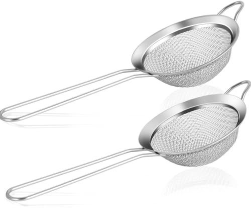 Setaccio da cucina, 2 pezzi, setaccio da cucina, 8 cm, in acciaio inox 304, a maglia fine, per quinoa, setacci, verdura, frutta, tè, zucchero a velo