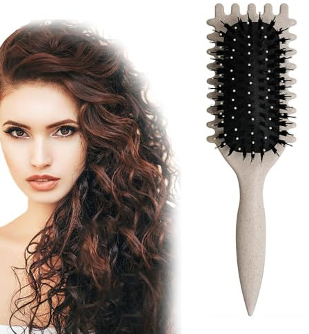 Lockenbürste, Curl Brush Haarbürste Strähnenkamm,professionelle Lockenbürste, Styling-Werkzeuge, Haarkämmen, Kunststoffkamm Bouncy Curl Pinsel zum Entwirren Formen und Definieren (Beige)