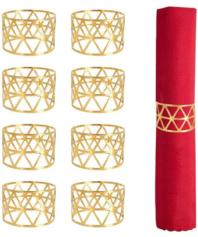 XIMEY Anelli di Tovagliolo in Metallo, 8 Pcs Portatovaglioli da Tavola Rotondi Cavo, Ferma Tovaglioli Oro Retrò per Feste di Natale, Matrimoni, Festival, Compleanni, Anniversari, Decorazioni da Tavola
