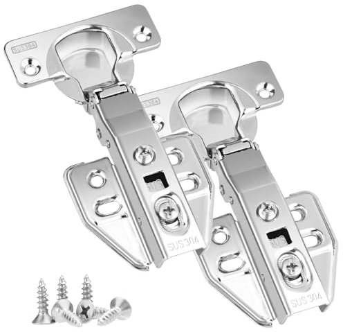 Bisagras con cierre suave, tamaño estándar, juego de 2 bisagras para puerta, bisagra para armario con ángulo de apertura de 100°, bisagra de copa ø 35 mm (2 piezas/tope de esquina)