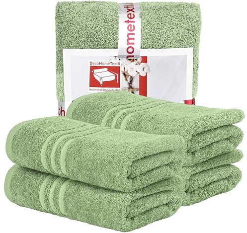 DecoHomeTextil Handtuch-Set 4 Handtücher 50 x 100 cm in Salbeigrün aus 100% Baumwolle, hochwertig, kuschelweich und saugstark