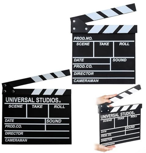 Tapa de cine, tapa de dirección, tapa de película, de madera, tapa de dirección, tapa síncrona, placa de clapperboard, rotulable, decoración de cine, tapa de escena, pizarra de Hollywood, pizarra