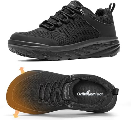 Men's Orthopedic Diabetic Extra Wide Walking Shoes: Comfortable Plantar Fasciitis Hammer Toes Supportive Shopping Shoes, Flexible Arch Support Orthotic Bunions Recovery Sneakers Black Size 10