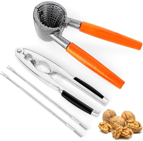 ChromLives Nussknacker, Nußknacker Walnüsse 4 Pack Set, Multifunktionaler Nutcracker,Walnüsse Haselnüsse Krabbencracker Hummercracker Zinklegierung Werkzeug, Für alle Arten von Nüssen Meeresfrüchte