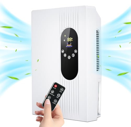 Luftentfeuchter – 2200 ml, elektrischer Luftentfeuchter, tragbar, leise, mit Schlaf-Timer | 24 Stunden Timer & automatische Abschaltung | energiesparend | farbige LEDs | gegen Feuchtigkeit und