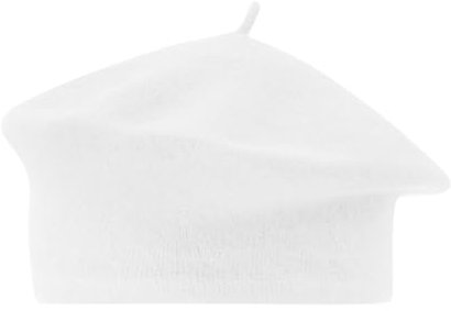 liaddkv Béret de peintre pour femme, couleur unie, en laine synthétique, à bourgeons, chapeau de peintre pour femme, Blanc., taille unique