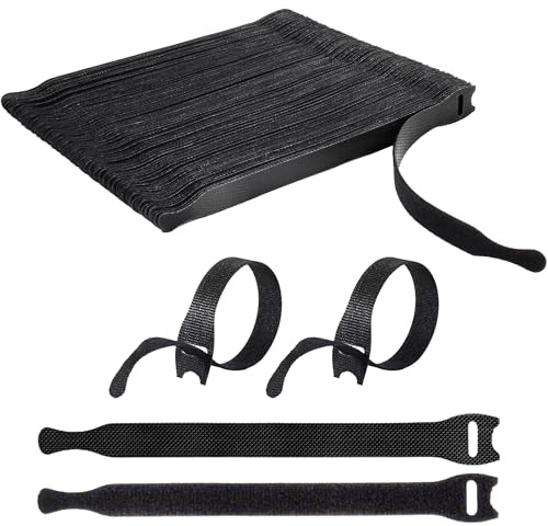 Double Dragon 120x Black Reusable Cable Straps, Adjustable Hook & Loop Cable Ties, 150mm x 12mm for HDMI, USB, Ethernet & Power Cords, Cable Tidy Management & Wire Organizer for Home, Office & PC