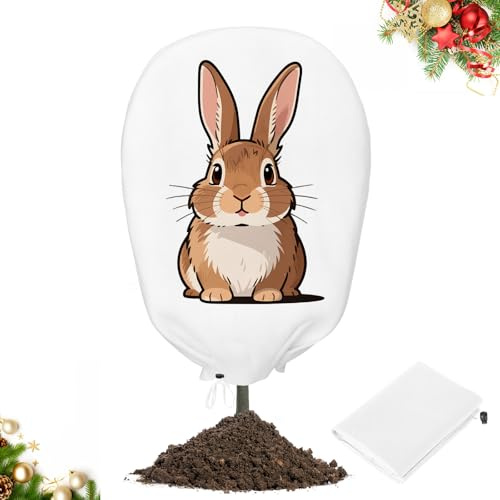 PATWING Tessuto Non Tessuto per Piante, 80g/㎡, Copertura Piante Inverno per Piante in Vaso, Alberi da Frutto, Ulivo, Palma – Protezione Invernale Riutilizzabile (160 * 180cm, Coniglio)