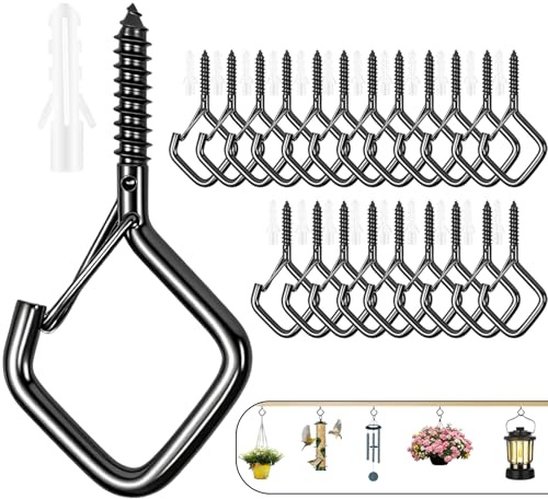 Emiluil Ceiling Hooks for Hanging Plants, 22 Pack Screw Hooks 2.2in Black