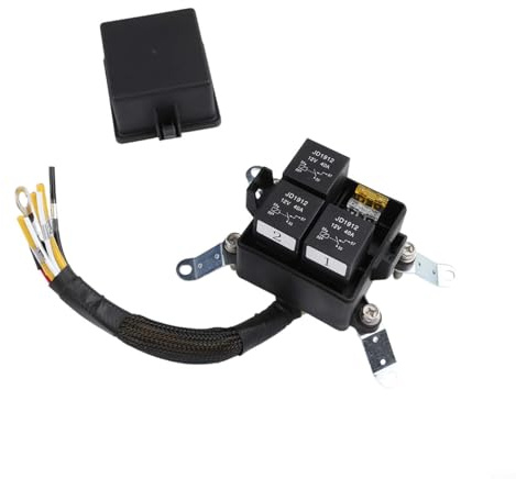 Caja de relés de fusibles, 12 V/24 V, soporte de fusibles automotriz de 3 vías precableado con controlador de relé, bloque de fusibles de readaptación para automóvil y furgoneta (precableado)