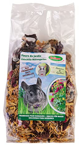 Bubimex - Fleurs du Jardin - Friandise pour Chinchilla, Lapins, et Autres Rongeurs - Light et 100% Naturel - Aliment Riche en Fibres et Faible en Calories - Renforce Santé et Immunité - Lot de 4 x 50g