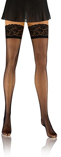 sesto senso Halterlose Netzstrümpfe Spitzenstrümpfe Feinmaschige Strümpfe Spitze 3/4 M/L Schwarz