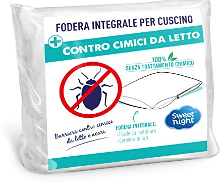 Sweet Night Copricuscini 50x70 cm | Anti cimice e antiacaro | Silenzioso | Chiusura a cerniera | Senza trattamento chimico