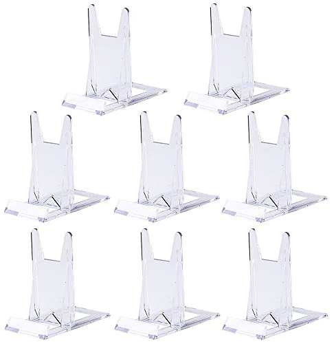 Zasvec Porta Piatti da Esposizione 8 Pezzi Cavalletto Acrilico Plastic Easels Supporto Mini Stand Holder Espositori per Libri Trasparente Plastica Cavalletto Supporto Cavalletto per Foto Immagini
