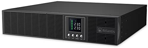 Atlantis A03-OP1302-RC UPS OnLine Dubbelkonvertering Pure Sine Wave 1300VA 900W, RACK-server, LCD-skärm, USB, RS-232 seriell, 8 IEC-utgångar, SNMP-plats, 2x12V-9Ah