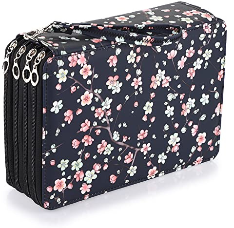 BSTKEY 200 Slots Pencil Wrap Case Pencil Holder, Colored Pencil Pouch Bag Pen Storage Organizer with Zipper for Color Pencils Stationery (Plum)