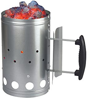 1ABOVE Barbecue Chimney Starter, Aluminium BBQ Fire Starter with Safety Handles, BBQ Charcoal Burner in Steel, Quick Starter for BBQ, Camping Grilling, Charcoal Lighter Burning (1)