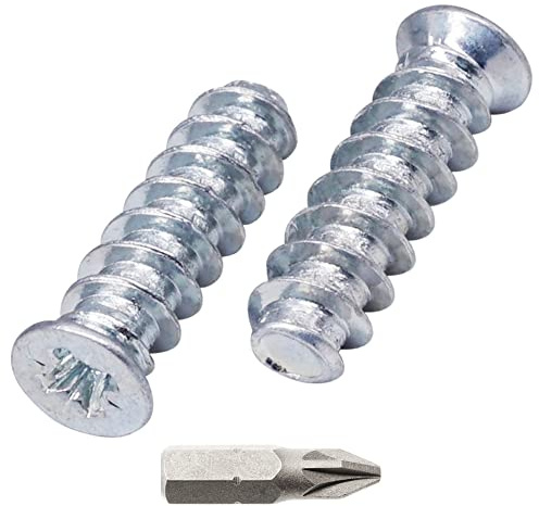 SKIR'CO (50 st) Förzinkade euroskruvar 6,0 x 20 mm, Lådlöparskruvar, platt försänkt huvud, gångjärnsskruvar