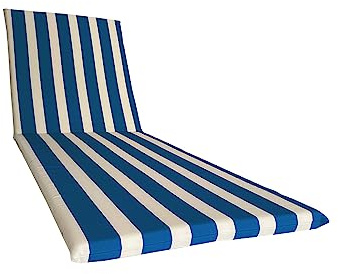 Il Tuo Artigiano Design Cuscino Impermeabile per Lettino prendisole fasciato - 190x60 cm Poliestere Idrorepellente - Cuscino sfoderabile made in Italy (Bianco e blu)