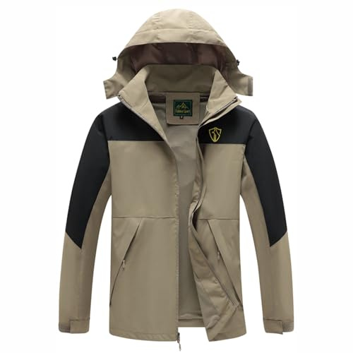 GIISAM Rainproof Jacket Men, Mens Waterproof Windproof Light Weight Rain Jackets Outdoor Rain Coat Windbreaker with Hood