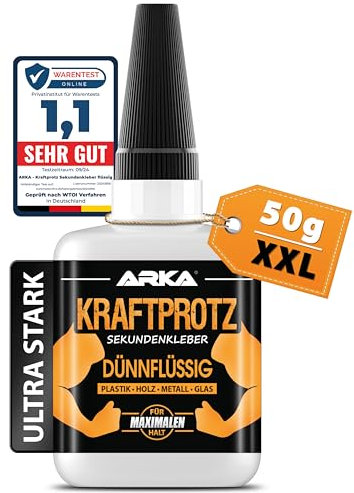 Superpegamento Extra líquido 50 g – KRAFTPROTZ con Efecto capilar – Ultrafino, Transparente, Resistente al Agua y Calor – Adhesivo de precisión para Madera, Vidrio, Metal y plástico