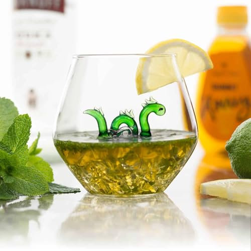 CKB LTD Nessie dans un grand verre 500 ml – Idéal pour l'eau, le whisky, les jus d'orange, le monstre marin