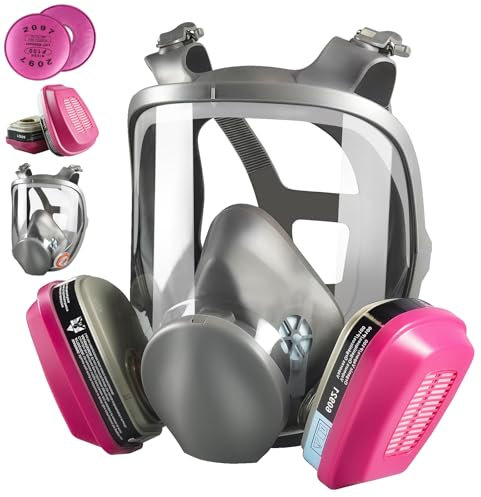 Matlarn Wiederverwendbare Atemschutzmaske, 6800 Gasmaske Vollgesichtsmaske mit Filtern, Staubmaske Atemschutz Feinstaub für Malerei, organische Dämpfe, Epoxidharz, Schweißen, Schleifen und Polieren