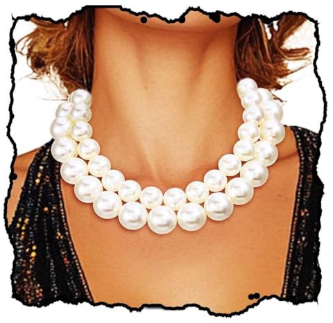 Evlry Boho Perlen Halsband Halskette mehrlagig weiße Perlen, klobige Halskette, Brautschmuck für die Hochzeit für Frauen